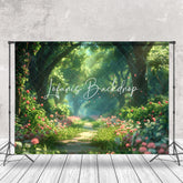 Lofaris Spring Pink Floral Blurry Forest Backdrop For Photo